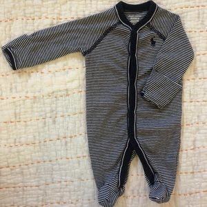 Ralph Lauren navy & white striped newborn sleeper